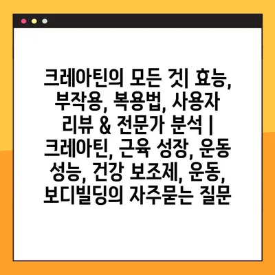 크레아틴의 모든 것| 효능, 부작용, 복용법, 사용자 리뷰 & 전문가 분석 | 크레아틴, 근육 성장, 운동 성능, 건강 보조제, 운동, 보디빌딩