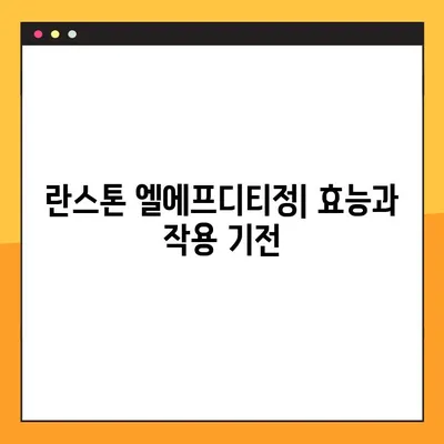 란스톤 엘에프디티정 완벽 가이드| 효능, 부작용, 복용법, 주의사항 | 약물 정보, 처방, 복용, 부작용, 주의