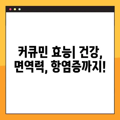 수용성 커큐민, 제대로 알고 섭취하세요| 효능, 부작용, 복용법 총정리 | 건강, 면역력, 항염증, 커큐민 효과