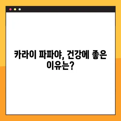 카라이 파파야의 효능, 부작용, 복용법 총정리 | 건강 정보, 파파야 효능, 부작용, 복용법, 건강 관리