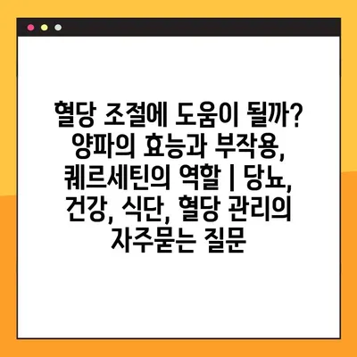 혈당 조절에 도움이 될까? 양파의 효능과 부작용, 퀘르세틴의 역할 | 당뇨, 건강, 식단, 혈당 관리