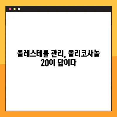 폴리코사놀 20, 효능부터 부작용, 복용법까지 완벽 정복 | 건강, 콜레스테롤, 면역력, 심혈관 건강