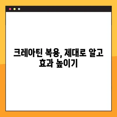 크레아틴 효과 제대로 보기| 복용법, 후기, 주의사항 완벽 가이드 | 근육 성장, 운동 효과, 부작용