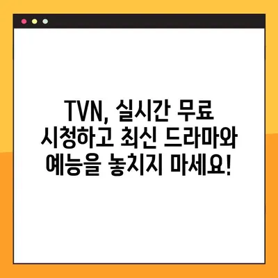 TVN 실시간 무료 시청, 지금 바로 2가지 방법으로 즐기세요! | TVN, 실시간 방송, 무료 시청, 드라마, 예능