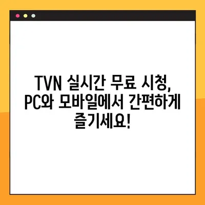 TVN 실시간 무료 시청, 지금 바로 2가지 방법으로 즐기세요! | TVN, 실시간 방송, 무료 시청, 드라마, 예능