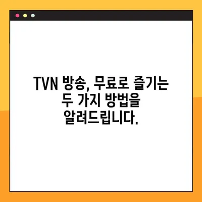 TVN 실시간 무료 시청, 지금 바로 2가지 방법으로 즐기세요! | TVN, 실시간 방송, 무료 시청, 드라마, 예능