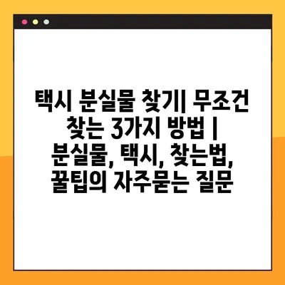 택시 분실물 찾기| 무조건 찾는 3가지 방법 | 분실물, 택시, 찾는법, 꿀팁