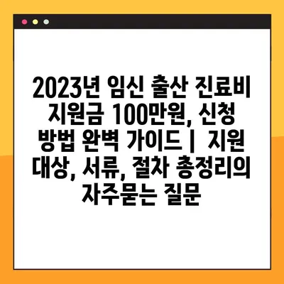 2023년 임신 출산 진료비 지원금 100만원, 신청 방법 완벽 가이드 |  지원 대상, 서류, 절차 총정리