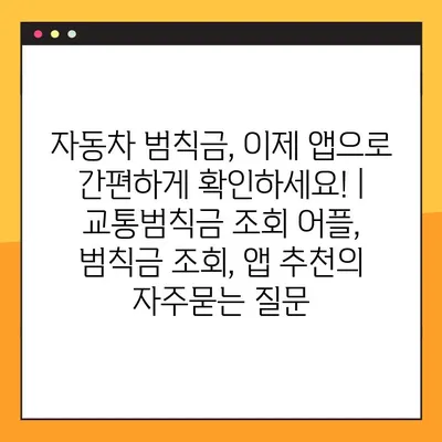 자동차 범칙금, 이제 앱으로 간편하게 확인하세요! | 교통범칙금 조회 어플, 범칙금 조회, 앱 추천