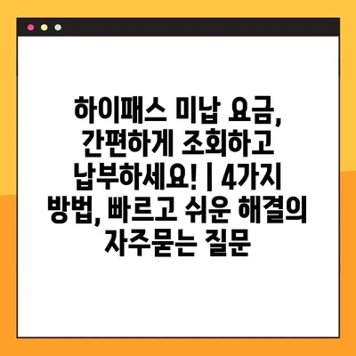 하이패스 미납 요금, 간편하게 조회하고 납부하세요! | 4가지 방법, 빠르고 쉬운 해결