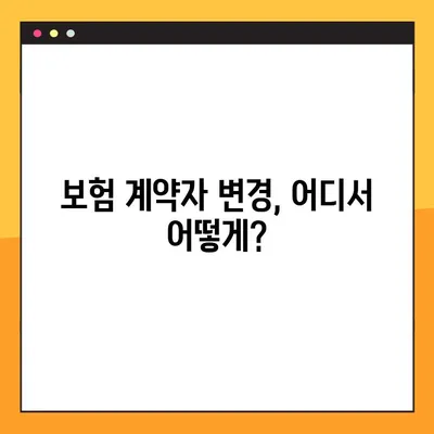 보험 계약자 변경, 이렇게 하세요! | 우체국, KB손해보험 등 20곳 상세 가이드