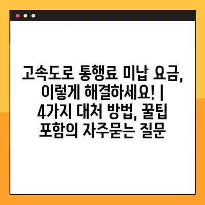 고속도로 통행료 미납 요금, 이렇게 해결하세요! | 4가지 대처 방법, 꿀팁 포함