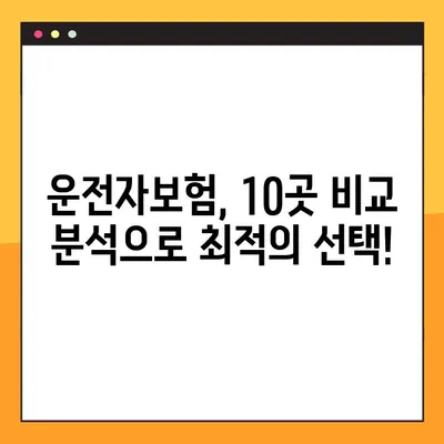 운전자보험비교사이트 10곳 전격비교! | 나에게 딱 맞는 보험 찾기 | 보장 범위, 가격, 할인 혜택 비교 분석