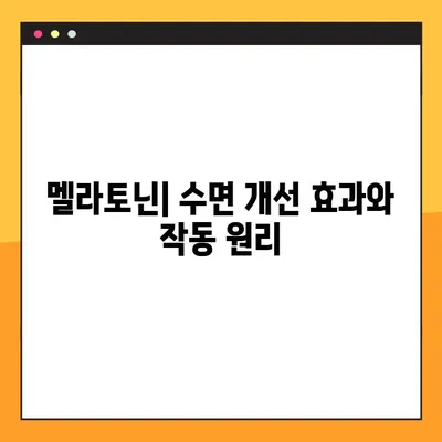 멜라토닌| 수면 개선 효과와 부작용, 안전한 복용법 완벽 가이드 | 수면제, 섭취량, 주의사항