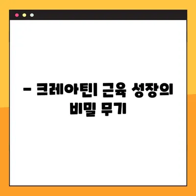 크레아틴의 효능, 부작용, 복용법 완벽 가이드 | 근육 성장, 운동 능력 향상, 건강 정보