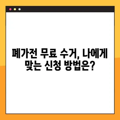 폐가전 무료 수거 신청, 이제 쉽게! | 품목별 무상 방문 수거, 지역별 신청 방법 총정리