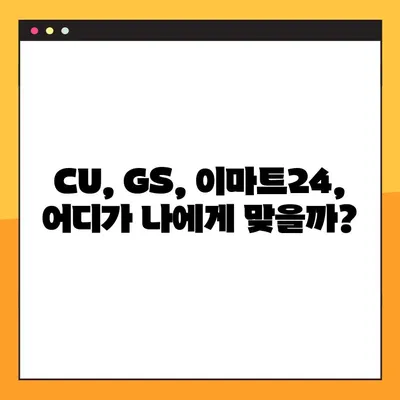 편의점 창업 꿈꾸시나요? CU, GS, 이마트24 비용 완벽 비교 분석 | 창업 비용, 가맹비, 예상 수익, 성공 전략