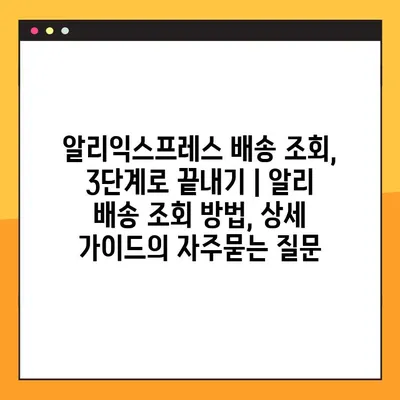 알리익스프레스 배송 조회, 3단계로 끝내기 | 알리 배송 조회 방법, 상세 가이드