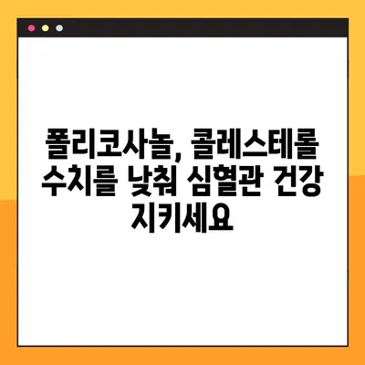 폴리코사놀 효능과 부작용 완벽 가이드| 안전하고 효과적인 사용법 | 건강, 영양제, 콜레스테롤, 심혈관 건강