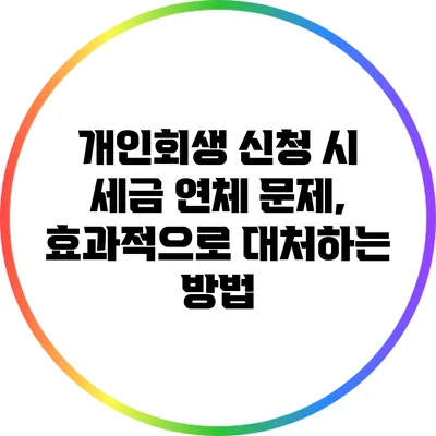 개인회생 신청 시 세금 연체 문제, 효과적으로 대처하는 방법