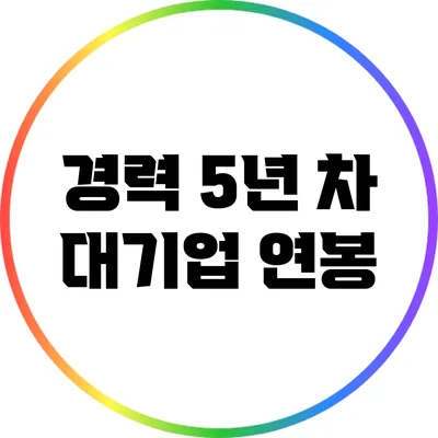 경력 5년 차 대기업 연봉