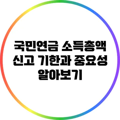국민연금 소득총액 신고 기한과 중요성 알아보기
