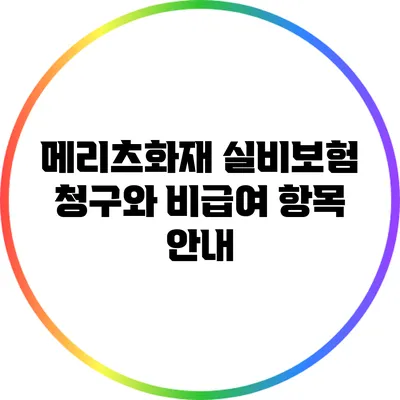 메리츠화재 실비보험 청구와 비급여 항목 안내