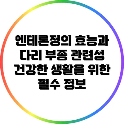 엔테론정의 효능과 다리 부종 관련성: 건강한 생활을 위한 필수 정보