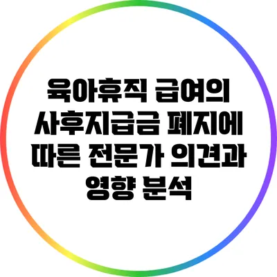 육아휴직 급여의 사후지급금 폐지에 따른 전문가 의견과 영향 분석