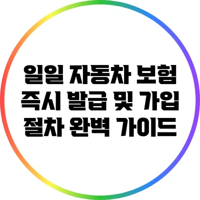 일일 자동차 보험 즉시 발급 및 가입 절차 완벽 가이드