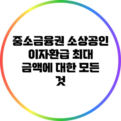 중소금융권 소상공인 이자환급 최대 금액에 대한 모든 것