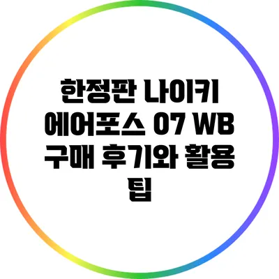 한정판 나이키 에어포스 07 WB 구매 후기와 활용 팁