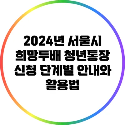 2024년 서울시 희망두배 청년통장 신청 단계별 안내와 활용법