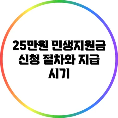 25만원 민생지원금 신청 절차와 지급 시기