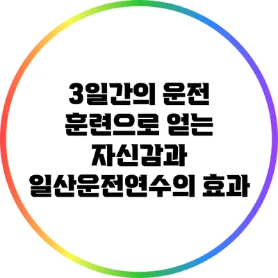 3일간의 운전 훈련으로 얻는 자신감과 일산운전연수의 효과