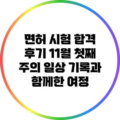 면허 시험 합격 후기: 11월 첫째 주의 일상 기록과 함께한 여정