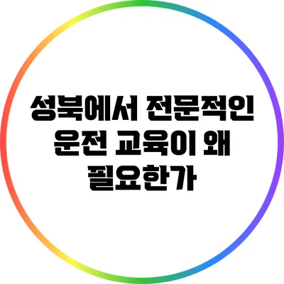 성북에서 전문적인 운전 교육이 왜 필요한가?