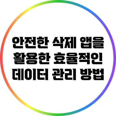 안전한 삭제 앱을 활용한 효율적인 데이터 관리 방법