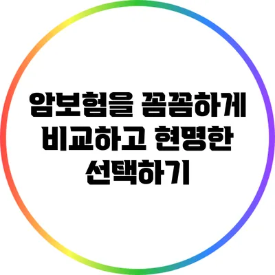 암보험을 꼼꼼하게 비교하고 현명한 선택하기