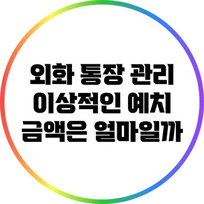 외화 통장 관리: 이상적인 예치 금액은 얼마일까?