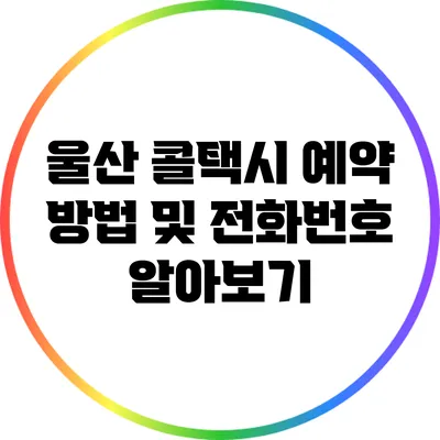 울산 콜택시 예약 방법 및 전화번호 알아보기