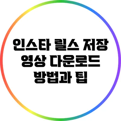 인스타 릴스 저장: 영상 다운로드 방법과 팁
