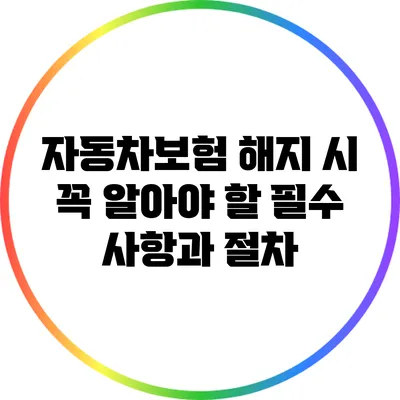 자동차보험 해지 시 꼭 알아야 할 필수 사항과 절차