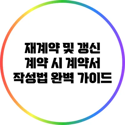 재계약 및 갱신 계약 시 계약서 작성법 완벽 가이드