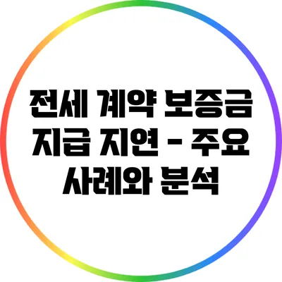 전세 계약 보증금 지급 지연 - 주요 사례와 분석