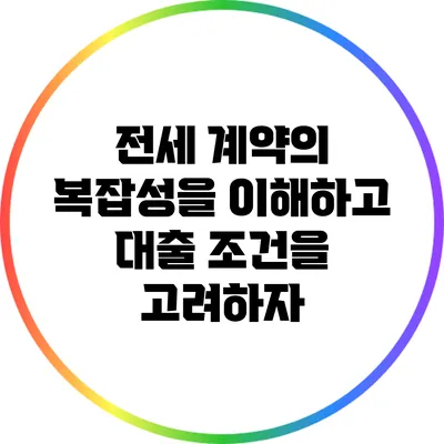 전세 계약의 복잡성을 이해하고 대출 조건을 고려하자