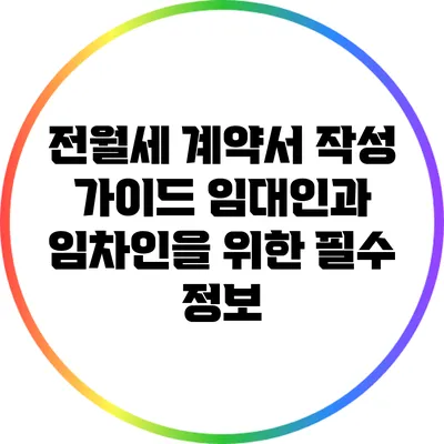 전월세 계약서 작성 가이드: 임대인과 임차인을 위한 필수 정보