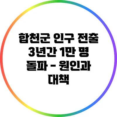 합천군 인구 전출 3년간 1만 명 돌파 - 원인과 대책