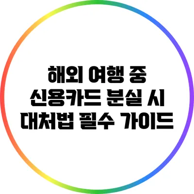 해외 여행 중 신용카드 분실 시 대처법: 필수 가이드