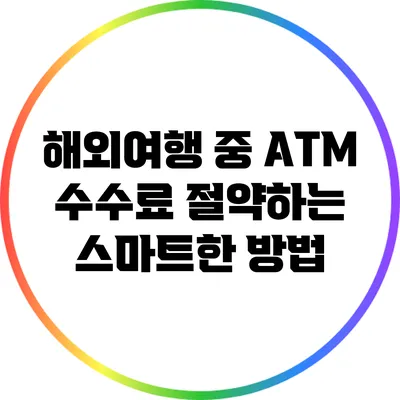해외여행 중 ATM 수수료 절약하는 스마트한 방법